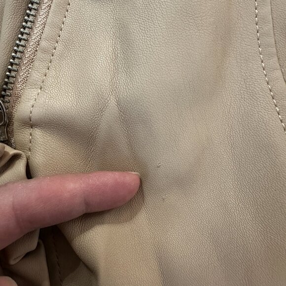 Lane Bryant 22/24 Faux Leather Ruffle Jacket Coat Moto - Picture 5 of 9